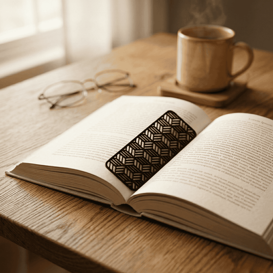 Modern Geometric Illusion Bookmark | Matte Black