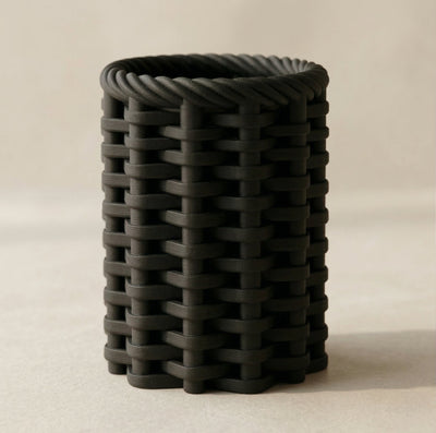 Woven-Texture Desk Organizer – Deep Matte Black