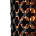 Close-up of a black metal mesh with a textured pattern on a white background